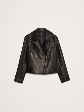 Banana Republic Black Enola Leather Moto Jacket Size L